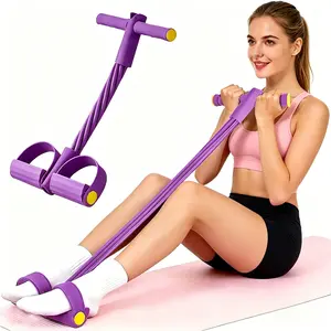 Abdominal Crunch Fitness Equipment 6-Strand Heavy Duty – Leg & Core Workout, Sit-Up Assist, Home Gym Exercise, Non-Slip Foot Pedal & Resistance Bands Portable.