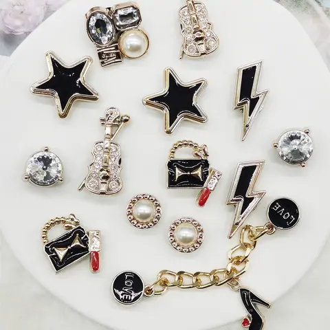 14PCS ABS Resin Lightning Sparkling Shoe Charms Rhinestone Star Shoes Decorations Faux Bead Bowknot Decorative Shoe Accessories DIY Heart Chain High Heels Shoe Clips Fit Women Sandals Footwear, Shoe Embellishments, Shoe Adornment, Shoe Embellishment Set