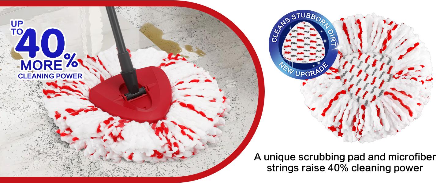 Spin Mop Head with Scrub Pad