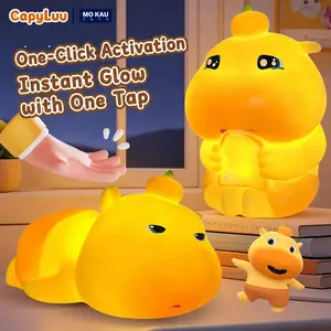 MINISO Dundun Capybara Tap Night Light | Cute Pat-to-Glow Silicone LED Lamp, Stress Relief Fidget Toy for Bedroom, Desk, Nursery & Gifts Cozy Lighting Led Lighted