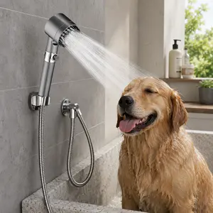 Brushed Nickel High-Pressure Rain Shower Head Combo - Multiple Spray Modes, Modern Home Bathroom Upgrade Accessory, Home Essential, Shower Heads