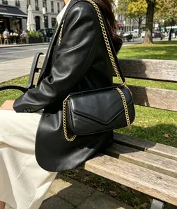 Style Quilted Chain Crossbody Bag, Designer Inspired Mini Loulou Purse with Gold Logo, Trendy Shoulder Bag for Daily & Date Night