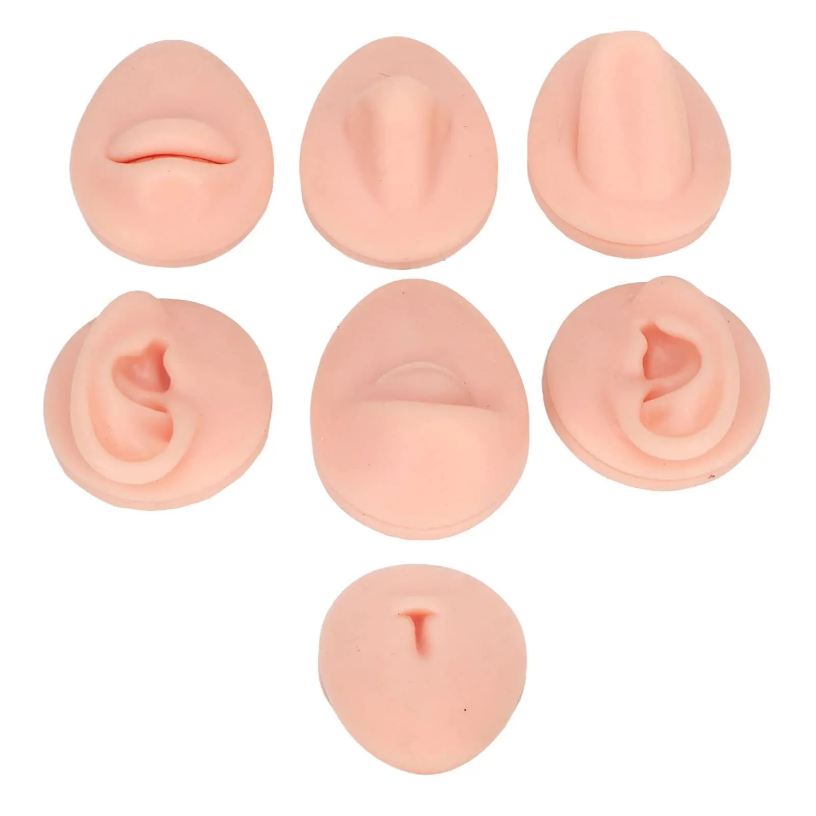 7Pcs Soft Silicone Body Piercing Models Set - Fake Piercing Practice Kit for Beginners, Lifelike Ear, Nose, Lip, Belly Button, Tongue Models (Beauty & Personal Care Skincare Tool)