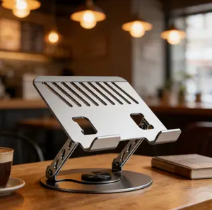 Sturdy & Durable Metal Build 360° Rotatable Tablet Stand Adjustable Foldable Desktop Holder for 10-17 Inch Laptop Tablet Compact & Easy to Store