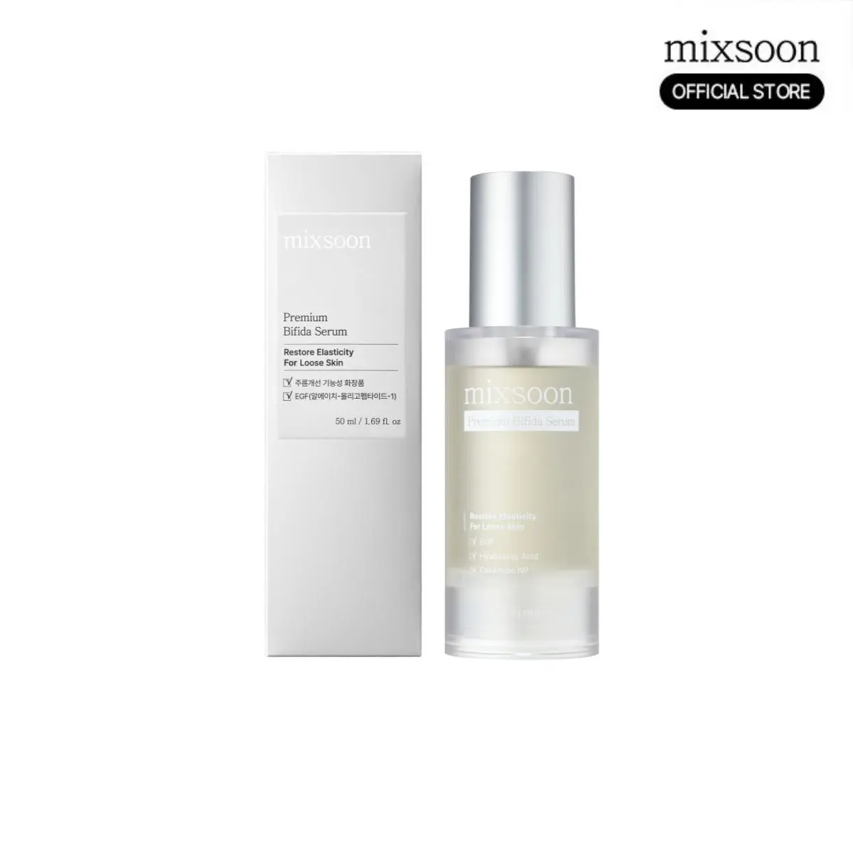 [mixsoon Official] Premium Bifida Elasticity Anti-Aging Facial Serum 50ml - Vegan, Lightweight, Firming, Wrinkle Care, Moisture-Boosting, Skin Repair for Dry Skin Daily Selfcare with EGF, Ceramide NP