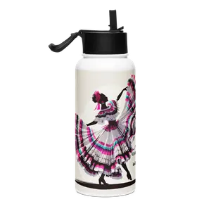 Stainless steel water bottle with a straw lid Drinkware Flasks Plastic Glossy Insulation Bottled Tumbler Mug Portable Insulated