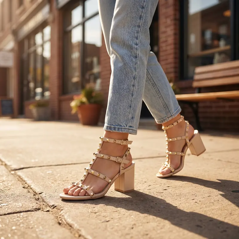 Ankle Strap Elegant Gold Sandals CUCCOO SZL Women's Shoes Outdoor Gold-Color Thick Sole Valentine main image 1