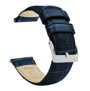 Navy Blue Alligator Grain Leather 12mm Watch Band