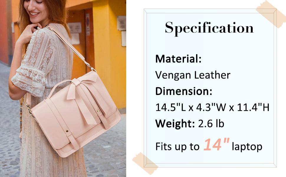 ECOSUSI Backpack for Women Summer Garden Romance Bow Briefcase Messenger Laptop Bag Vegan Leather Satchel Work Bags Fits 15.6 inch Laptops