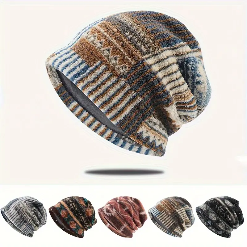 Unisex Fleece-Lined Thermal Knit Beanie - Windproof Ear Flap  display picture 1