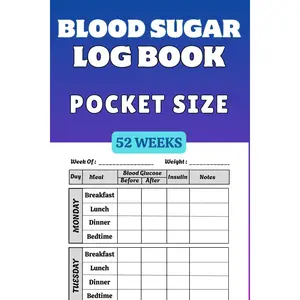 Blood Sugar Log Book Pocket Size: Portable Diabetes Tracker for Daily Glucose Monitoring, Insulin Doses, Meals & Notes | Weekly Small Diabe