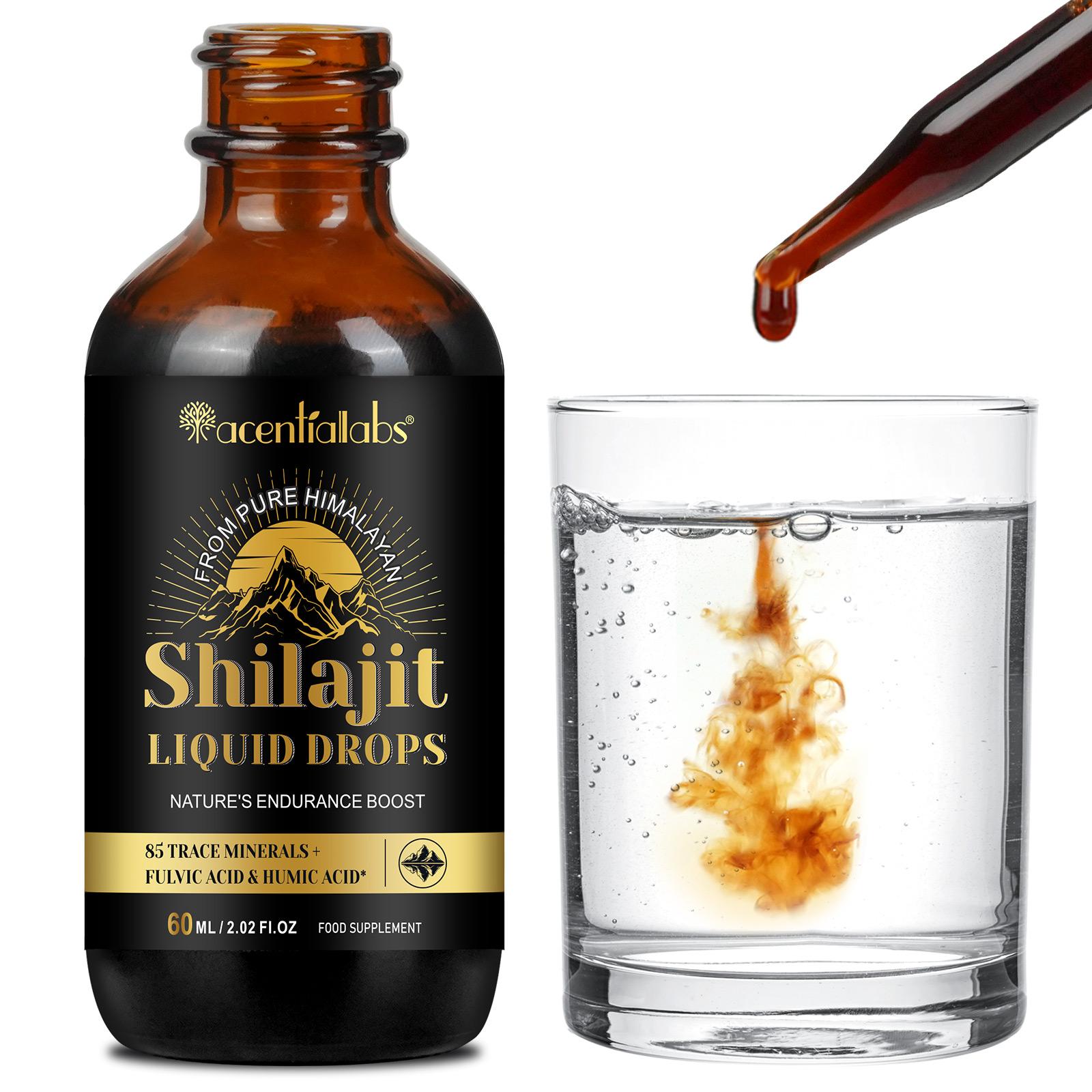 【live】Acentiallabs Shilajit Resin Organic Liquid Supplement, Shilajit Himalayan Organic, Contain 85 Trace Minerals 60ml