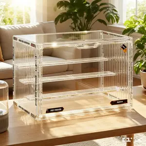 4-Tier Clear Acrylic Display Case, Ideal for Action Figures, Dolls, Toys & Collectibles - Large Capacity Stackable Display Cabinet, Magnetic Door, Dustproof Storage & Organizer Box, Tool-Free Easy Assembly