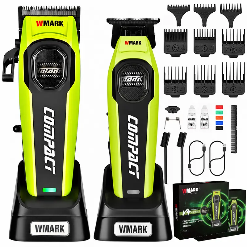 WMARK NG-V4/NG-VT4 Professional Cordless Hair Clipper & 0-Gap T-Blade Trimmer for Men, 8000 RPM Rechargeable Barber Fade Clipper & Edger