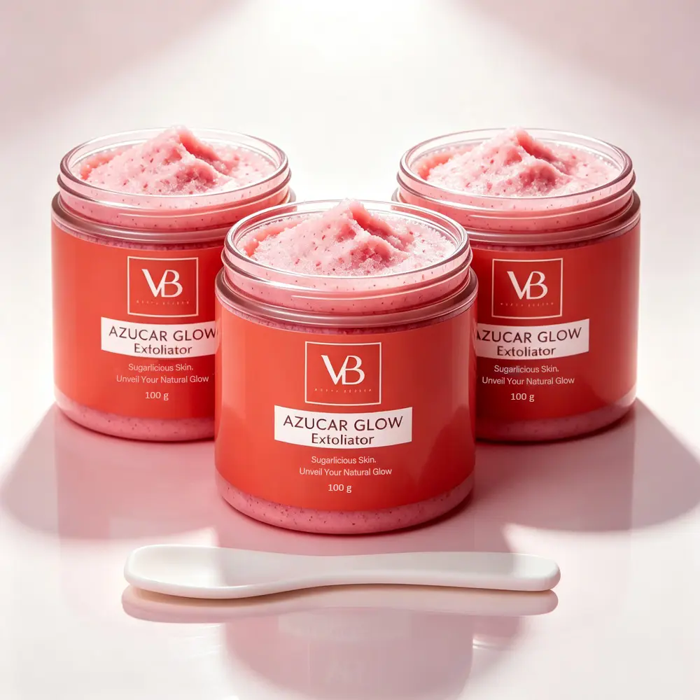VB Azucar Glow Sugar Scrub 100g, 1‑2‑3 Pack, Gentle Exfoliating Facial Cleanser, Hydrating Brightening Sugar Exfoliator for Smooth Glowing Skin, Daily Face Skincare
