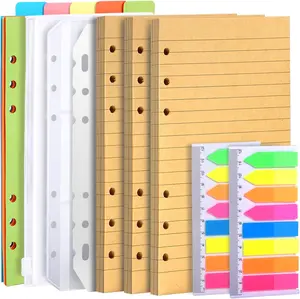 A6 Refill Paper, 3 Pack 45 count Loose Leaf Lined Planner Inserts, College Ruled Notebook, 6 Ring Writing Refill for Small Binder Journal, With Binder Pocket