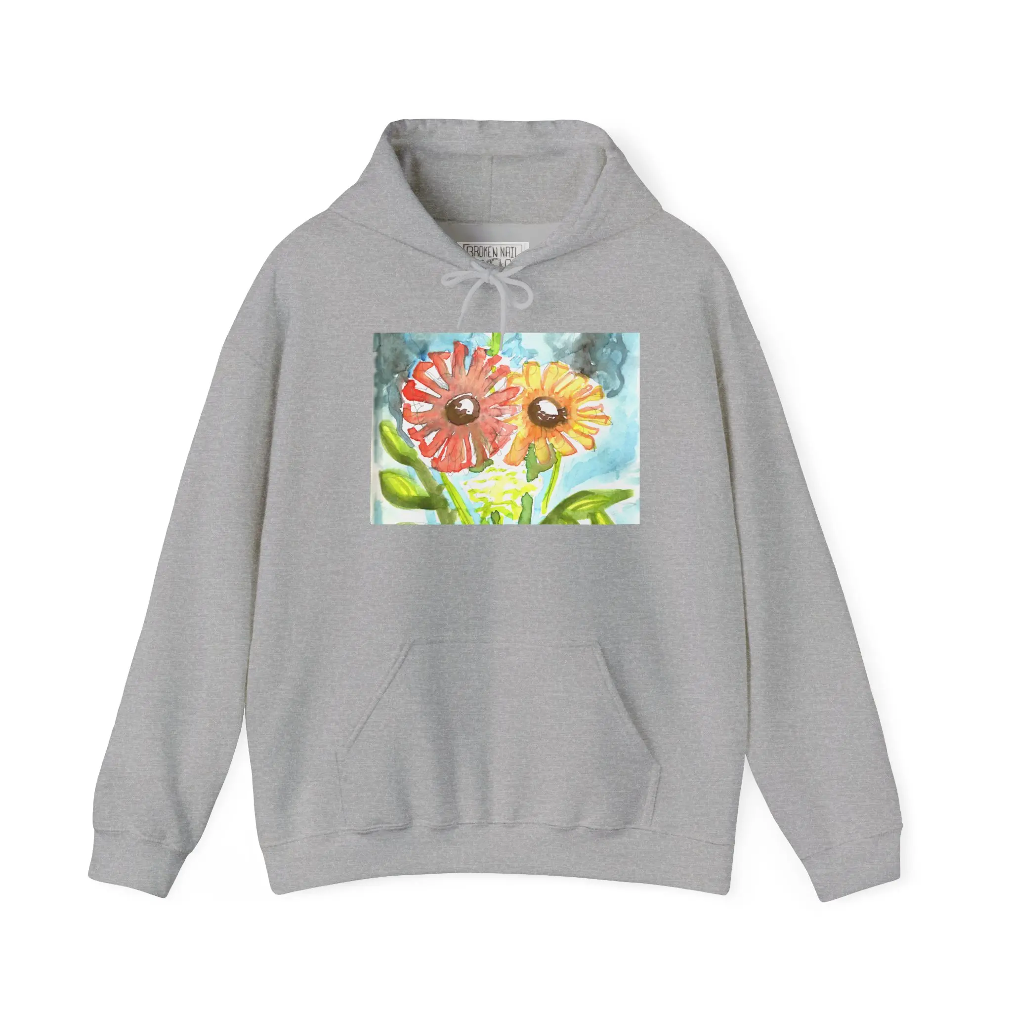 Peaceful Flower Watercolor Hoodie - Serene Pullover, Tranquil Top, Calm Hoodie