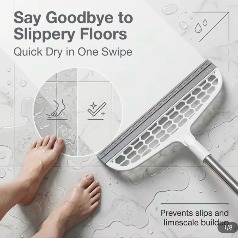 Floor Scraper Glass Scraper Household Cleaning Tools Wide Floor Wiper Glass Wiper Blade Floor Hair Cleaning Supplies Durable Stainless Steel Handle
