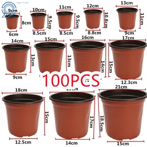 Garden Plastic Plant Flower Pots Nursery Seedlings Starting Pot Container 100PCS 6.69x4.84x5.9 inches