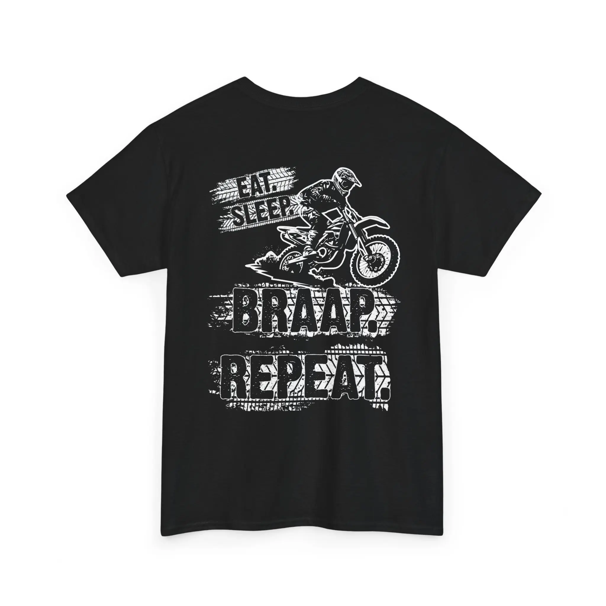 Men's Motocross Graphic T-Shirt, Short Sleeve 100% Cotton Knit Top with Ribbed Collar for Outdoor Racing, Shortsleeve, Menswear, Streetwear, Casual
