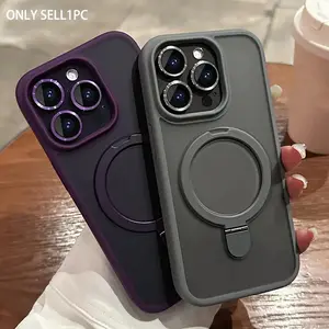 Luxury Magnetic Stand Armor Durable Shockproof Protective Wireless Charging Phone Case Cover for iPhone 11/12/13/14/15/16/17 Pro Max, Camera Lens Protection, Cellphone Casing Protector Smartphone, Shockproof Phone Accessory Protective Shell