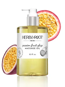 HERB & ROOT Passion Fruit Glaze Massage Oil 8.5 fl oz - Non-Sticky, Non-Greasy, Premium Body Oil or Bath Oil with Sweet Almond & Coconut Oils for Hydration and Radiance
