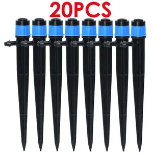 20-Piece Adjustable 360° and 180° Irrigation Sprinkler Dripper Set with 13CM Stakes for Greenhouse and Garden Watering