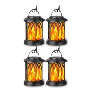 2024 KOOPER 4 Pack Solar Lantern Outdoor Lights, Upgraded Flickering Flame Solar Lanterns Lights Outdoor Waterproof, Hanging Outdoor Solar Lanterns Lights, Solar Powered Lanterns for Yard Garden Decor