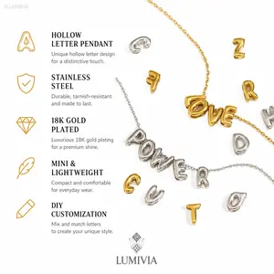 Gold Initial Necklace, Custom Made DIY Name Letter Pendant Necklace, 18K Gold Plated, Tarnish Free, Ships from US, Custom Made Pendant