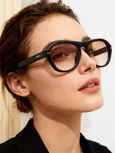 Women's Metal Frame Oval Sunglasses, Uv400 Protection, Casual Style, All Season Wear, Fashionable Beach Eyewear for Women, Modern Sunglasses