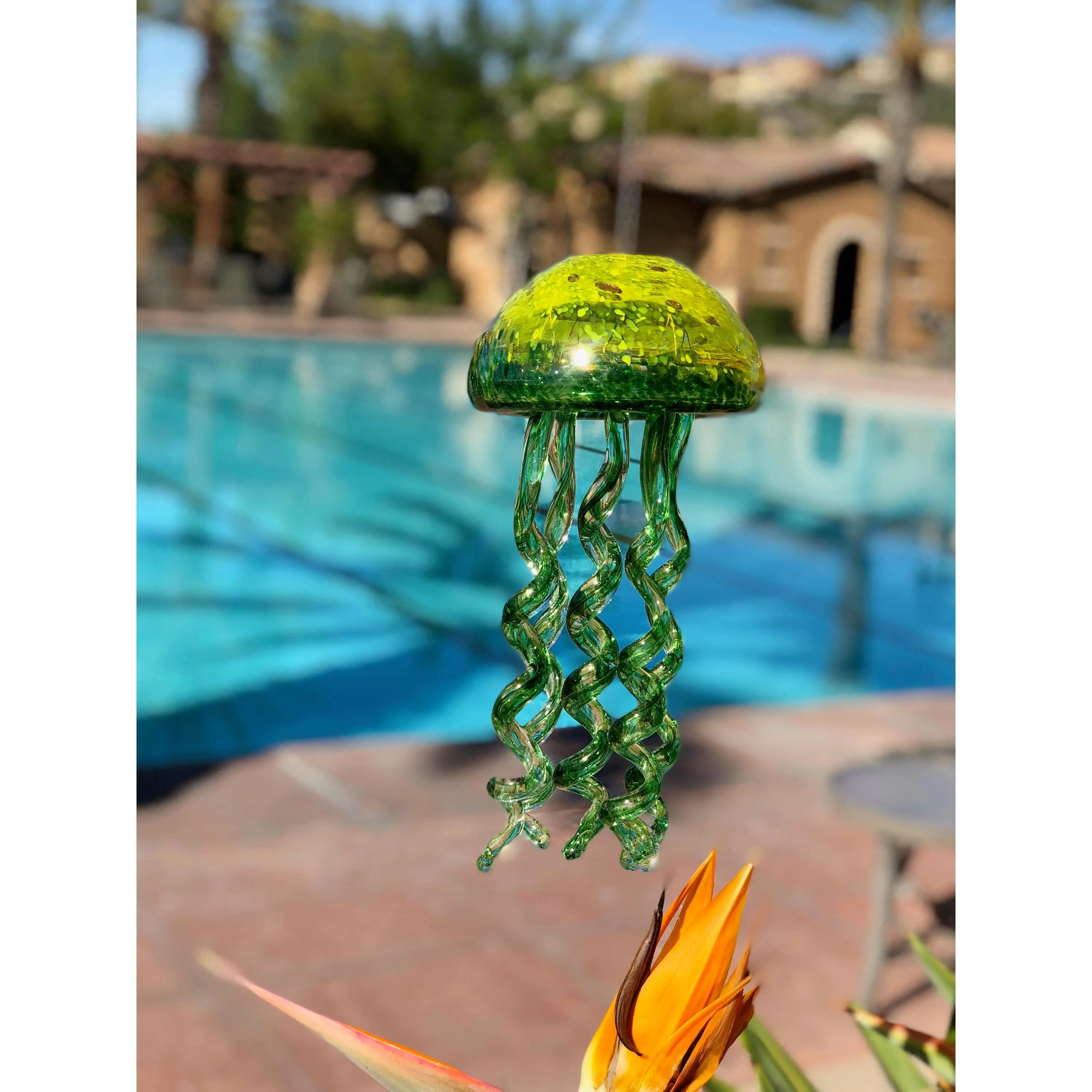 Handmade Art Glass Jellyfish Holiday Gift / Hanging Decor  Wind Chimes /  Sun Catcher