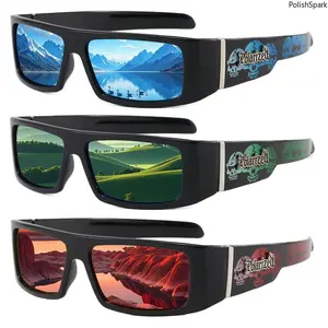 Gothic Skull Polarized Sports Sunglasses for Men Women – Retro Heavy Duty Wrap Around Biker Glasses | Metal Badge Punk Motorcycle Goggles UV400 Sun Shades PC Frame
