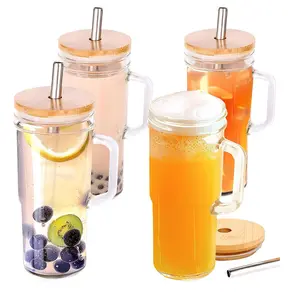 Large Capacity Clear Glass Cup Home Office School Dorm High Appearance Transparent Shatter Resistant Heat Cold Resistant Reusable Drinkware For Cola Juice Milk Tea Yogurt Coffee Water Daily Beverage Drinking Cup
