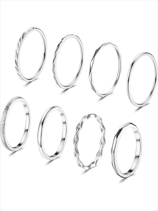 Stainless Steel Ring Set, Minimalist Fashion Thin Rings, Stackable ...