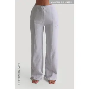 Structured Wide Leg Sweatpants - Light Heather Gray