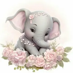 Elephant Pattern DIY Diamond Arts Colorful Painting Kit without Frame, DIY 5D Diamond Arts Colorful Painting for Bedroom Wall Decor, DIY Wall Decor