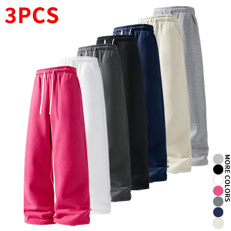 Multi‑pack Unisex Loose Wide‑Leg Sweatpants, Drawstring Elastic Waist Casual Trousers, For Home Lounge & Relax, Draping Baggy Cut For Street‑Style Daily Going‑Out Outfits