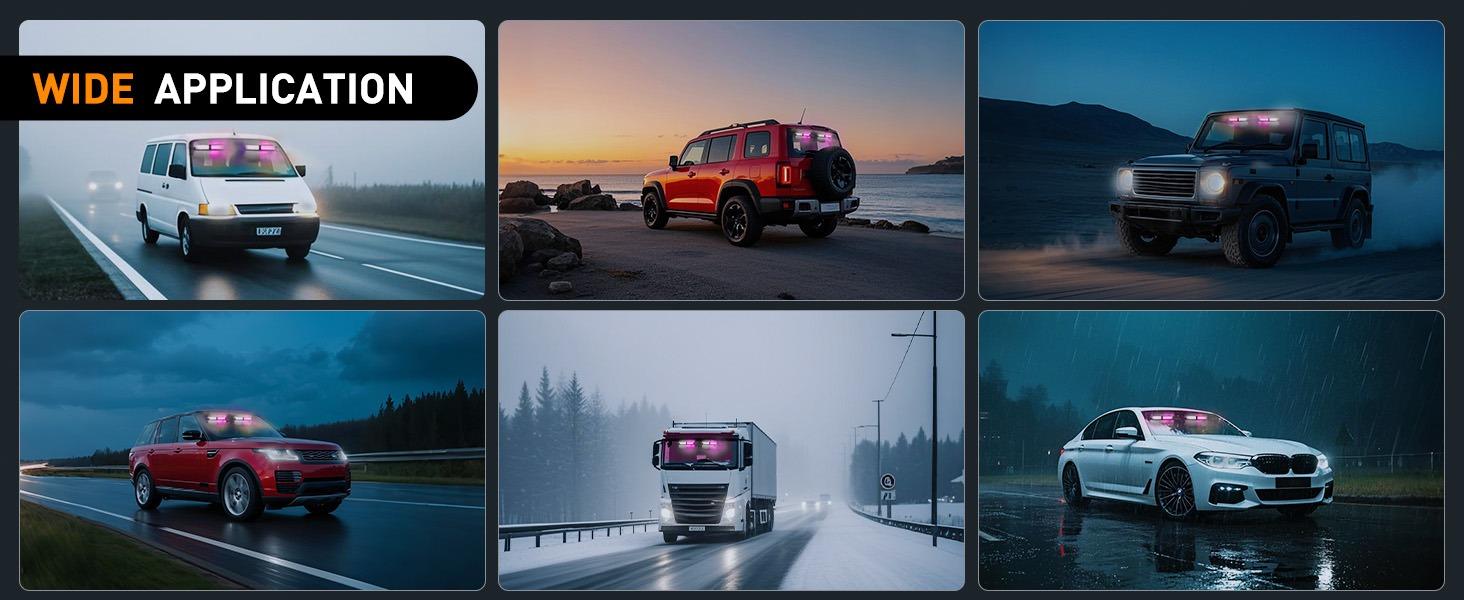 Nilight 40LED Purple White Emergency Strobe Traffic Advisor Light Bar with Suction Cups Dash Safety Warning Hazard Flashing Lights Interior Front/Rear Windshield for Trucks Construction Vehicles