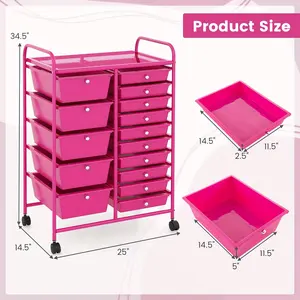 Seasonal promotion 15-Drawer Multi-Color Rolling Storage Cart - Sturdy Metal Frame, Mobile Organizer - Ideal for Office, Classroom & Crafts Storage Organizers