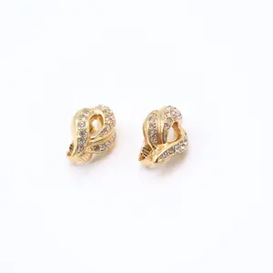 Pre-owned Dior Vintage Crystal Twist Ribbon Clip On Earrings W21577