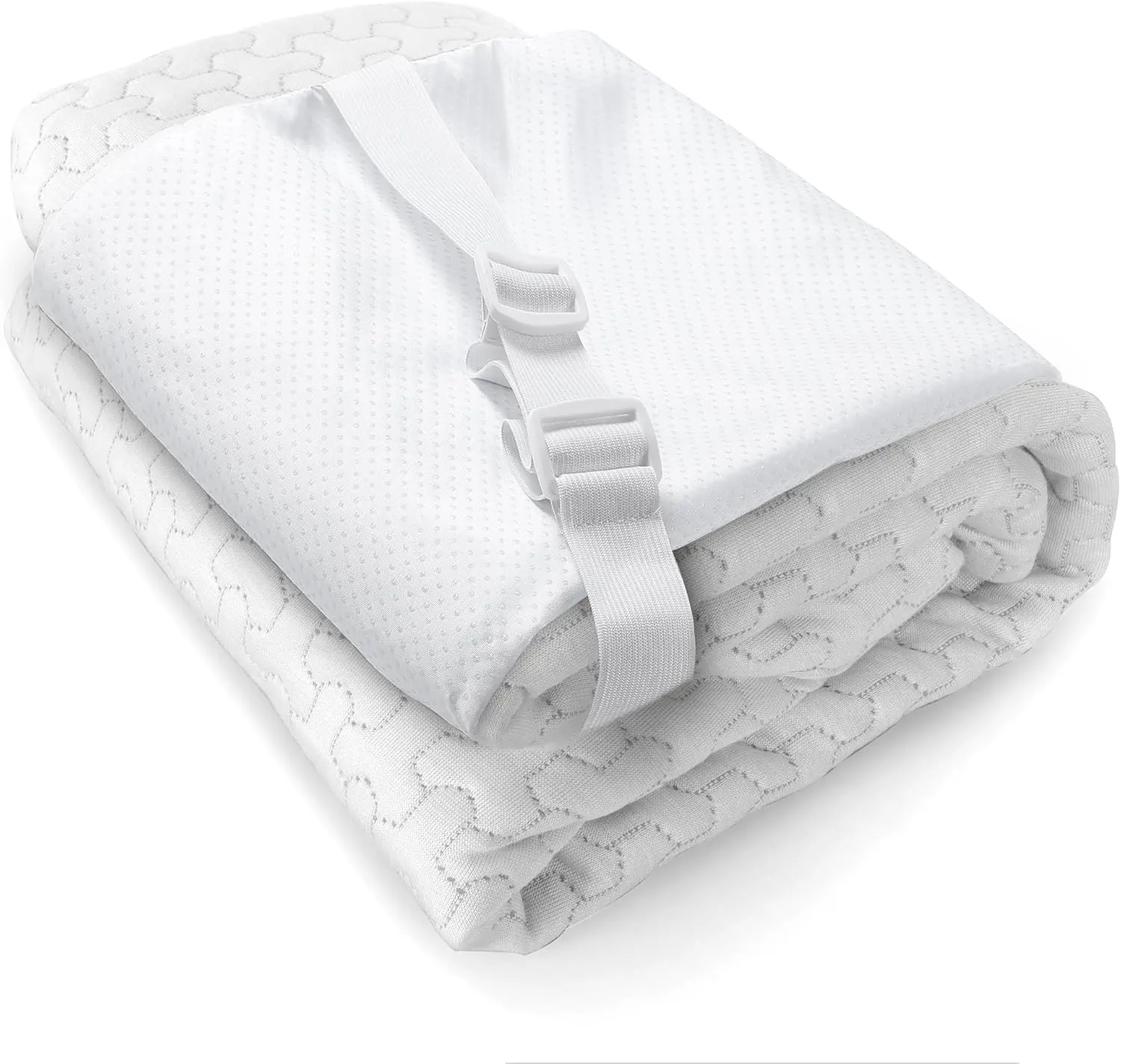 3 Inch Mattress Topper Protector Cover,  Size, Oeko-Tex Certified, Zippered with Adjustable Straps, Anti-Slip  Bottom, Removable & Washable - Cover Only, No Topper