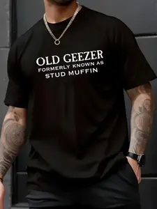 100% Cotton Unisex Old Geezer Formerly Known As Stud Muffin T-Shirt，Thanksgiving Family Turkey Pumpkin Pattern T-shirt