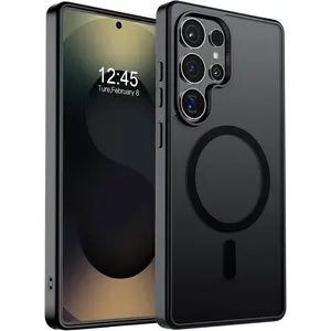 Samsung Galaxy S25 Ultra Magnetic Case, MagSafe Compatible Slim Translucent Phone Cover, Military Grade Drop Protection, Shockproof Anti-Scratch Protective Case for S25 Ultra, Black