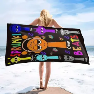 Sprunki Rhythm Box Cartoon Beach Towel, Fun Trendy Quick Dry Portable Towel, Ideal for Summer Beaches & Outdoor Activities