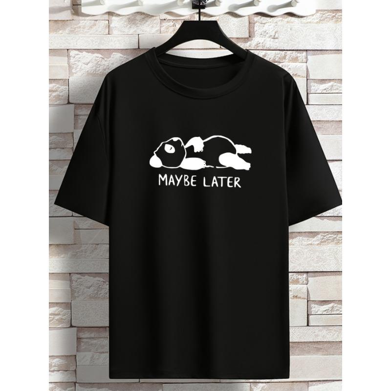 Oversized "Maybe Later" Lazy Cat Meme Men's T-Shirt | Funny "Maybe Later" Quote Procrastination Minimalist Aesthetic Streetwear Novelty Tee