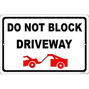 New Aluminum Sign Do Not Block Driveway Tow Away Zone Weatherproof Sign|Indoor And Outdoor Wall Decoration Garage Street Yard Metal Tin Sign 8x12 inches