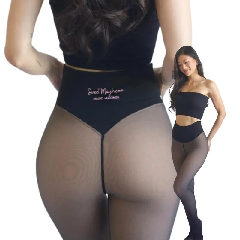 NEW COMPRESSION BAND & ONE SEAM OPTION! the ORIGINAL MAGIC FLEECE LINED LEGGINGS - XXS to 3XL - 4 SHADES - CLOSED FOOT - Fleece Tights Available in plus Size and Light to Brown Fur