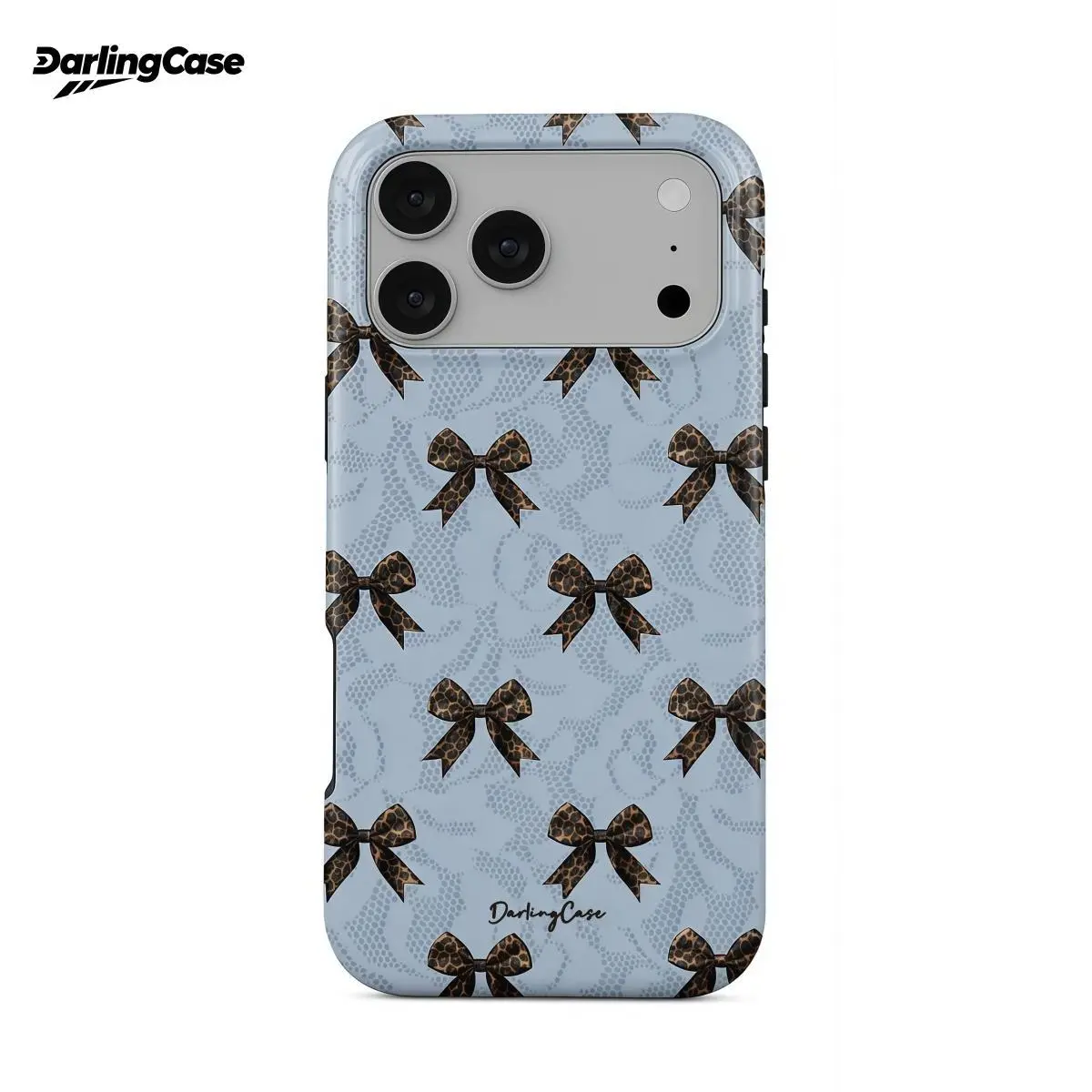 DarlingCase Blue Bow Smartphone Case - Cute Double-Layer Silicone Shockproof Eco-Friendly Protective Cover for iPhone 12,13,14,15,16 Pro,17 Pro Max, Durable Mobile Handheld Devices Accessory, Ideal Gift for Girls