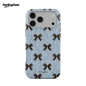 DarlingCase Blue Bow Smartphone Case - Cute Double-Layer Silicone Casing for iPhone 17 Pro Max,16 Pro,15,14,13,12, Durable Handheld Electronic Accessories with Perfect Protection, Ideal Gift for Girls