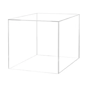 14" Acrylic Display Riser Box with One Open Side No Lid Versatile Glossy Square Lucite Retail Product Platform or Merchandise Storage Organizer Bin No Assembly Dust Cover by 321 Plastics